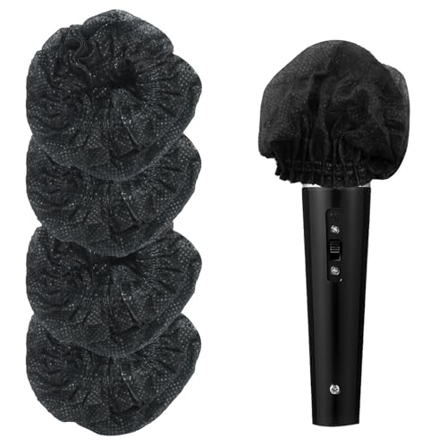 Waziaqoc Disposable Microphone Hygiene Covers, Black, 100 Pcs - color: Black