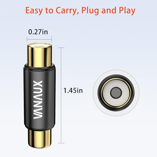 VANAUX 2-Pack Gold RCA Female to Female Coupler,Barrel Connectors Adapters Extend Subwoofer RCA Cables Gold Plated for HDTV,Speakers, Amplifiers, Car Audio-Black - size: 2PCS-black, style: RCA Female to RCA Female