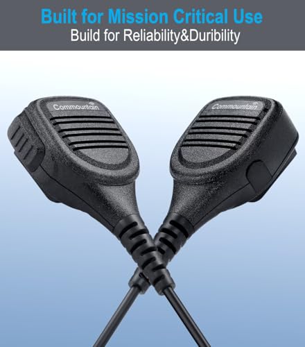 commountain 2-Pin Speaker Mic for Baofeng Walkie Talkies Radios | Fits UV-5R BF-F8HP UV-82HP and more, Shoulder Microphone with Clear Audio, Rugged Build, Reinforced Cable, Swivel Clip - color: Black