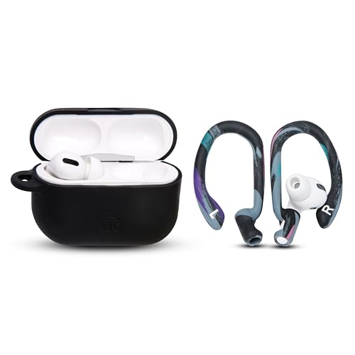 WC HookZ - Patented Upgraded Over Ear Hooks for AirPods Pro 1, 2 & AirPods 1, 2 & 3- Two Size Pairs Included in Package, Unique Left & Right Hook, Made by Wicked Cushions | 90's Black - color: 90's Black