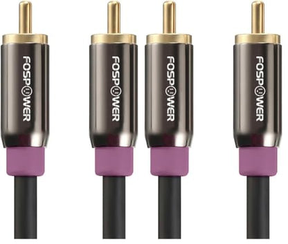 FosPower Subwoofer Cable (10 FT) RCA to RCA Audio Stereo Cable, Male to Male - Dual Shielded Cord | 24K Gold Plated Connector | Corrosion Resistant | Clean Sounding Signal (Pack of 2) - size: 10 Feet (Pack of 2)