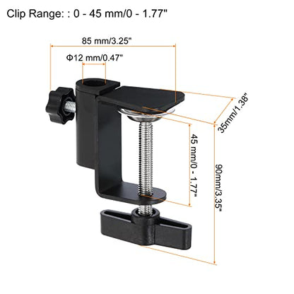 PATIKIL 0.49" Hole Dia. Desk Clamp, 2 Pcs Universal C-Clamp Base with Adjustable Screw for Microphone Mic Arm Table Lamp Mount Holder, Black - color: Black