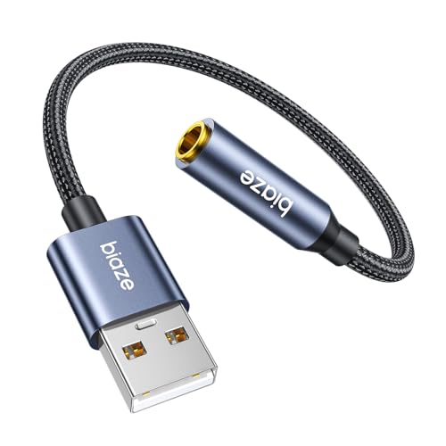 USB to 3.5mm Jack Audio Adapter, External Stereo Sound Card USB-A to Audio Jack Adapter with Auxiliary Stereo Converter, Compatible with Desktop, Laptop Mac, Linux and More! - color: Blue