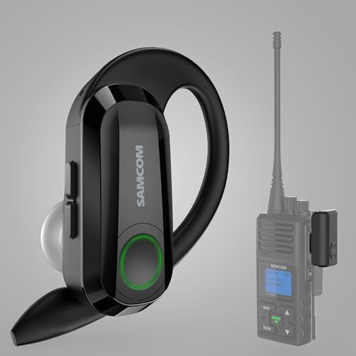 SAMCOM Wireless Earpiece with 2 Pin Dongle for FPCN30A/FPCN10A 2-Way Radios | BTEAR-02 Wireless Headset with PTT Microphone for K Plug Walkie Talkie, for School Retail Hotel Business (Radios Not Include)
