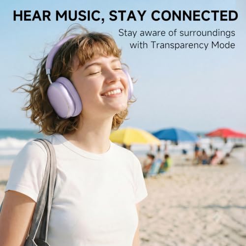 Hybrid Active Noise Cancelling Headphones Over Ear 120H Playtime - color: Purple