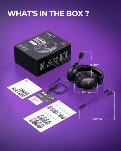 havit H2002d Gaming Headsets for PS4,PC, 53MM Drivers Surround Sound PS5 Headset with Mic Gaming Headphones with Mic Durable Aluminum Frame Valentines Gifts for Men