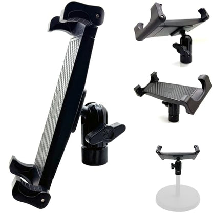LycoGear Tablet Smartphone 5/8 Microphone Stand Mount, Pro Grade Mic Adapter, Anti-Slip Holder for Musicians Performers Studio Recording Compatible with iPad mini Air Pro Galaxy tab & iPhones