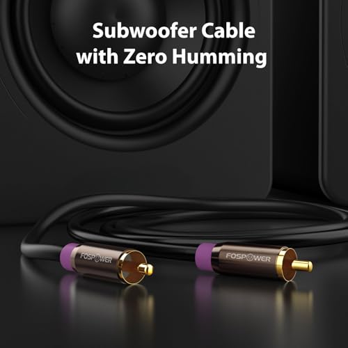 FosPower 35FT RCA Subwoofer Audio Cable S/PDIF 24K Gold Plated Male to Male | Heavy-duty RCA to RCA subwoofer cable featuring 24K gold-plated connectors, dual shielding & corrosion resistance. - size: 35 Feet