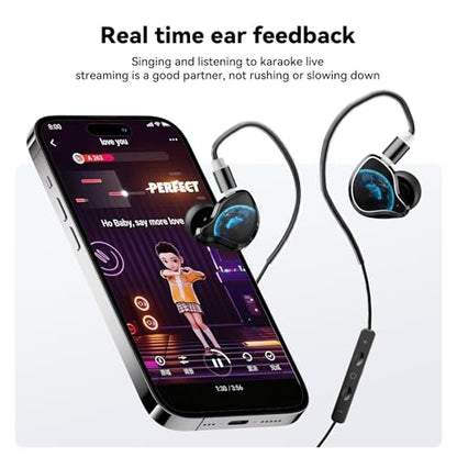 NE81 In-Ear Monitor Headphones, 3 in 1 Wired Gaming Earbuds with Detachable Cable, Switch to Wireless Bluetooth Earbuds in a Second, Hi-Fi In-Ear Headphones for Singers, Musicians, Drummers and DJ