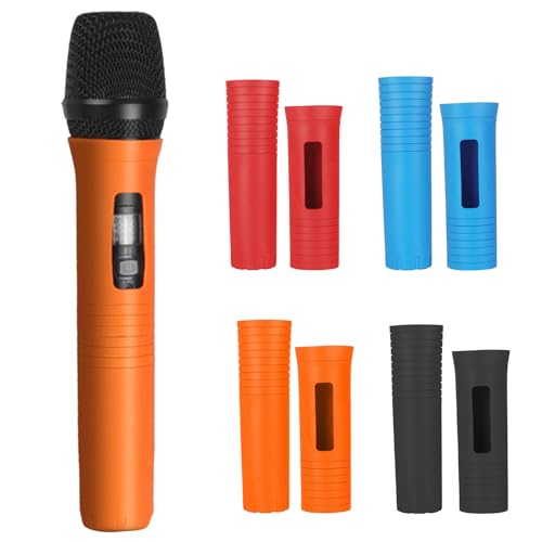 Wireless Microphones Handle Sleeve Rubber Handle Covers for KTV Singers Rubber AntiDrop Protective Covers - color: Blue