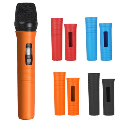 Wireless Microphones Handle Sleeve Rubber Handle Covers for KTV Singers Rubber AntiDrop Protective Covers - color: Blue