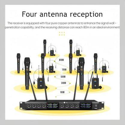 W IN-MIX UHF Wireless Microphones System with 4 Cordless Handheld and 4 Headset/Lavalier Lapel Mics, Bodypack Transmitter, Receiver, 165ft Range for Singing Karaoke Church Party - style: 4 bodypack and 4 handheld