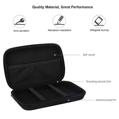 MoKo 7-Inch GPS Carrying Case for Garmin, Tomtom & Magellan, Black | Shockproof EVA Shell, Soft Velvet Lining, Elastic Strap, Mesh Pocket Storage, Zipper Closure for Travel Protection