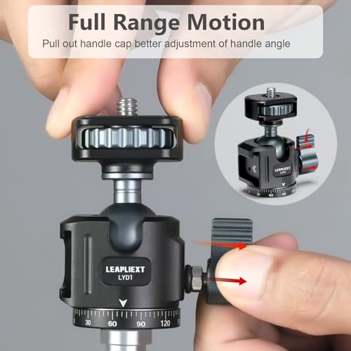 Tripod Metal Ball Head, 360° Rotating Base Adapter, Equipped with 1/4-inch Screw and Cold Shoe Mount, Compatible with Cameras, Smartphones and iPad Mounts, Max Load: 2.5kg/5.5 lbs