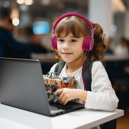 Olyre Kids Wired Foldable Headphones, Children Headset, Mic, Boys, Girls - color: Maroon