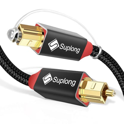 Suplong Optical Audio Cable 24K Gold-Plated Digital Optical Audio Toslink Cable for [S/PDIF] LG/Samsung/Sony/Philips Sound Bar, Smart TV, Home Theater, PS4, Xbox & PlayStation (6ft, Black) - color: Black, size: 6ft