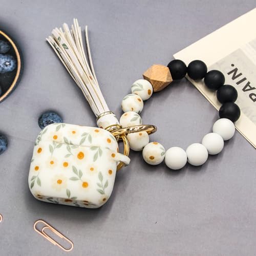 Case Compatible with AirPods 4 Case,Soft Silicone Cover with Bracelet Lanyard and Keychain, Cute Wireless Charging Protective Case for Apple AirPods 4th for Women and Men (Small Flowers) - color: Small Flowers