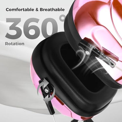 ProCase NRR 28dB Noise Reduction Ear Muffs, Foldable Adjustable Noise Cancelling Headphones - color: 1 - Metalic Pink