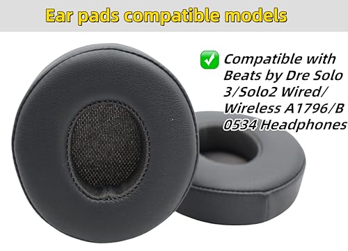 Solo3 Replacement Ear Pads Compatible with Beats by Dre Solo 3/Solo 2 Wired/Wireless A1796/B0534 Headphones,Noise Reducing Ear Cushions (Titanium Color) - color: Titanium