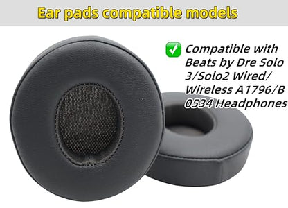Solo3 Replacement Ear Pads Compatible with Beats by Dre Solo 3/Solo 2 Wired/Wireless A1796/B0534 Headphones,Noise Reducing Ear Cushions (Titanium Color) - color: Titanium