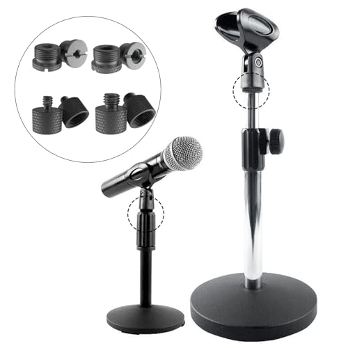4 Pcs Mic Stand Adapter Set, for Microphone Stand Mount to Camera Tripod
