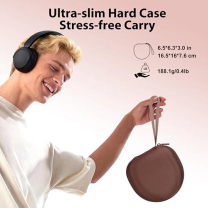 Headphone Headset Case for Beats Studio Pro Solo 4/JLab JBuds Lux ANC/JBL/TOZO/BERIBES/Picun/KVIDIO Noise Cancelling Over-Ear Foldable Headphone, Brown - color: Brown
