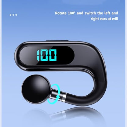 Bluetooth Headset,Open Ear Bluetooth Single Earpiece with Noise Canceling Mic,Wireless Earbud with LED Display, 48Hrs Playtime Hands-Free Earhook Headphone for Office Business Driving Sport(black)