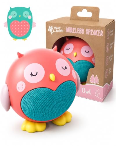 Planet Buddies Owl Kids Bluetooth Speaker, Cute Portable Animal Speaker | Wireless Animal Speaker for Kid, Rechargeable Long Battery, USB-C Charging, For Boys/Girls/Toddler/Baby, Home & Bedroom, Pink