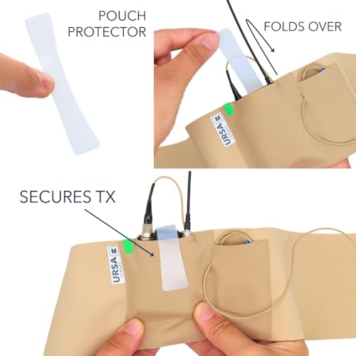 URSA Waist Strap - XL Waist (Beige) | Ultra Slim, Breathable & Stretchy Microphone Transmitter Straps, Compatible with Most Transmitter/Receivers - color: Beige, size: XL Waist - Big Pouch