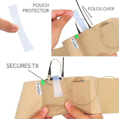 URSA Waist Strap - Ultra Slim, Breathable & Stretchy Microphone Transmitter Straps. Compatible with Most Transmitter/Receivers (Beige, Large Waist - Big Pouch) | Ultra Slim, Breathable & Stretchy Microphone Transmitter Straps, Compatible with Most Transmi