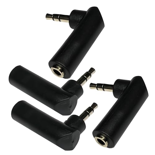CESS 3.5mm Right Angle Male to Female Stereo Adapter, 4 Pack