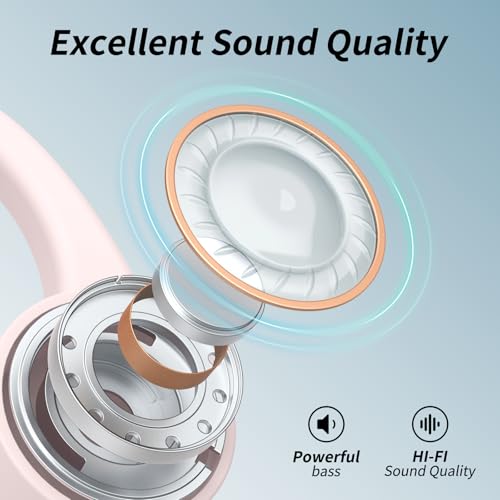 CXK Bone Conduction Earbuds, Open Ear Headphones Bluetooth 6.0, Wireless Headphones 8H Playtime, IPX6 Waterproof Sport Headphones for Sports, Peach - color: Peach