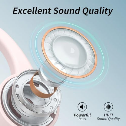 CXK Bone Conduction Earbuds, Open Ear Headphones Bluetooth 6.0, Wireless Headphones 8H Playtime, IPX6 Waterproof Sport Headphones for Sports, Peach - color: Peach