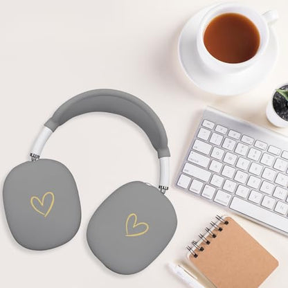 Case Cover for AirPods Max, Anti-Scratch Soft Silicone with Gold Heart Pattern Ear Cups Case Cover/Ear Pad Cover/Headband Cover for Apple AirPods Max Headphones (Gray) - color: Gray