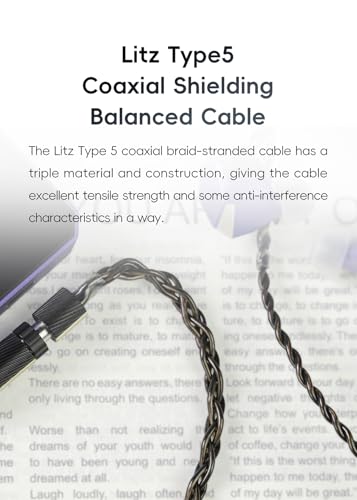 HiBy CuAg8 Balance Earphone Cable Coaxial Silver-Plated Copper Litz Type5 Coaxial Shielding 4Pin-Lock Plugs 3.5mm+4.4mm Jack