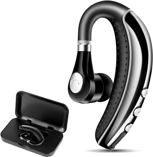 Bluetooth Headset V5.0 Wireless Bluetooth Earpiece with Noise Canceling Mic for Cell Phone Ultralight Business Earphone for Driving/Trucker/Office Earbus for Android/iPhone/Smartphone-Grey - color: Grey