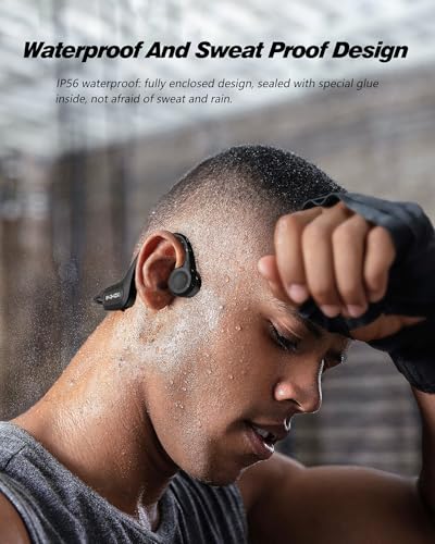 Ultra-Comfortable Open-Ear sport Headphones for Running,Cycling,Gym,8Hr Premium Sound,Bluetooth5.3,IP56 Sweatproof Bone Conduction Tech,Secure Ergonomic Fit & Clear Calls,Wireless Workout Earphones