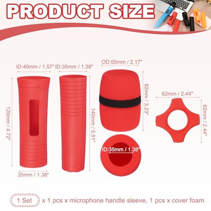 MECCANIXITY Wireless Handheld Microphone Silicone Handle Covers Red - color: Red