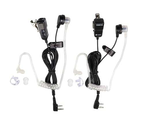 CYen Walkie Talkie Earpiece, Acoustic Tube Headset with PTTVOX, 2 Pin,Compatible with Kenwood pxton 2 Way Radio, Two Way Radio Headset with Mic(2 Pack)