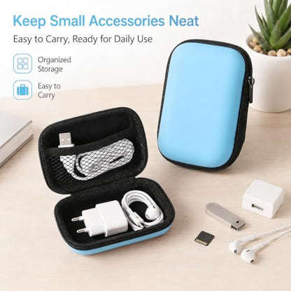 Portable Mini Storage Bag for Chargers and Cables, Blue - color: Blue