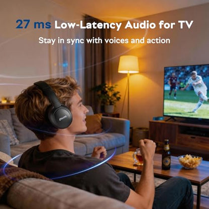 OHAYO Wireless TV Headphones for Seniors with Transmitter Charging Dock, Digital Optical AUX RCA Plug and Play Wireless Headphones for Watching TV, No Audio Delay, 100ft Range, Hearing Impaired Gifts