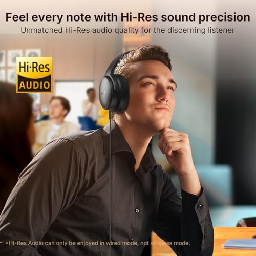 EarFun Tune Pro Active Noise Canceling Headphones, Wireless Headphones | 5 Mics Clear Call, 120H Playtime, Bluetooth 5.4, Hi-Res Audio, Multipoint Connection, Custom EQ via App, Comfortable Fit