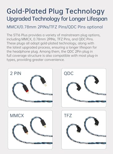 keephifi 6ft IEM Cable 2 Pin 3.5mm, KBEAR ST16-Plus 2m Upgrade 16-Strand Headphone Extension Cable, Silver-Plated Earbuds Wire for Truthear Hexa/Zero, Simgot EW100P, Moondrop blessing2 - color: SilverBlue, style: 3.5 2PIN