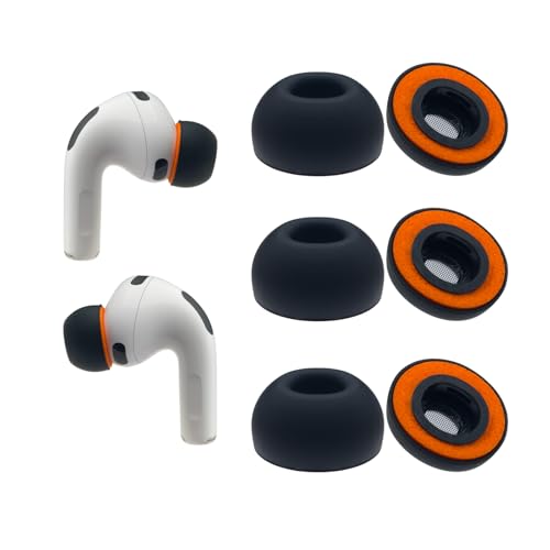 Klowcok Replacement Ear Tips for AirPods Pro 3 Foam&Silicone Shield, Large | Compatible with AirPods Pro3 3rd Generation 2025, Fit in The Charging Case, 3 Pairs, Black - size: Large