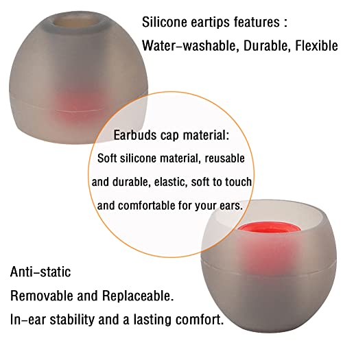 Replacement Earbud Tips Silicone Ear Tips for in- Ear Headphones Eartips Tips (Inner Hole from 3.8mm-5.5mm Earphones) Earbud Replacement Tips Earbuds Cap 18 Pairs S M L - color: Black Red