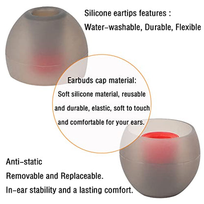 Replacement Earbud Tips Silicone Ear Tips for in- Ear Headphones Eartips Tips (Inner Hole from 3.8mm-5.5mm Earphones) Earbud Replacement Tips Earbuds Cap 18 Pairs S M L - color: Black Red