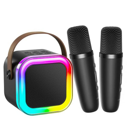 Kinglucky Mini Karaoke Machine for Kids, Top Birthday Gift Pick for Girls Ages 3, 4, 5, 6, 7, 8, 9, 10, 11, 12 Years Old, Kids' Personal Video Players Accessories with 2 Mics Singing Present Toy Black - color: Blace