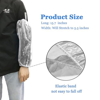 Yzurbu Disposable Arm Sleeves, Plastic Waterproof Oversleeves Protector Covers with Elastic on Cuff - color: White - 100pcs
