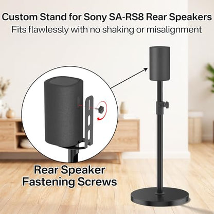 Speaker Stands Pair for Sony SA-RS8 Wireless Rear Speaker Stand, Height Adjustable from 33.4" to 40.5", Heavy-Duty Surround Speaker Stand for Sony SA-RS8 Stand with Cable Management
