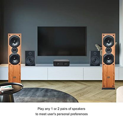 2-Way Speaker Selector, Passive 2 Zone Distribution Box 150W / Channel with Impedance Protection, Spring Clip Connectors